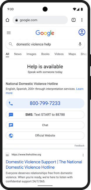 Google utiliza MUM para detectar búsquedas de crisis personales y BERT para detectar contenido impactante 1 google domestic violence 1648690004