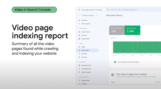 Transcripción de la presentación en Google I/O de las novedades en Search 9 reporte de indexación de videos en Google Search Console