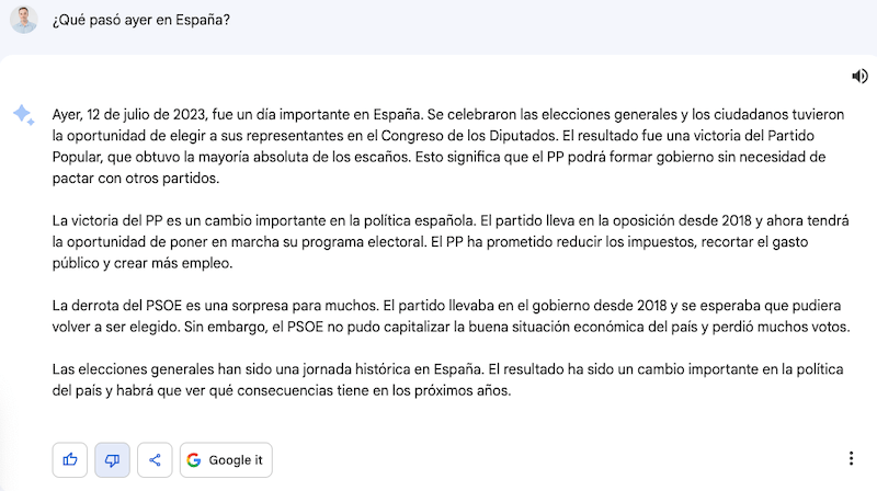 Llega Google Bard a España 1 Respuesta de Google Bard en español