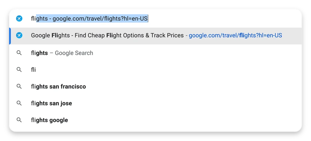 5 actualizaciones de la barra de direcciones de Chrome para mejorar la velocidad de búsqueda 1 Autocompletar inteligente en Google Chrome