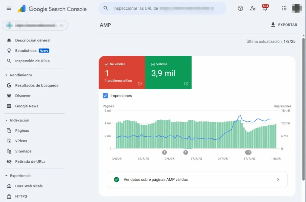 Accelerated Mobile Pages (AMP) 1 Reporte AMP en Google Search Console